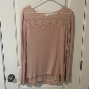 Pale mauve flowing long sleeve top